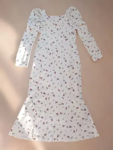 COCODEAL 개더 슬리브 플라워 프린트 원피스 꽃무늬 긴팔