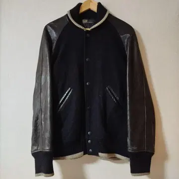 KNOT by MADE IN WORLD 가죽 바시티 자켓 올 블랙 L