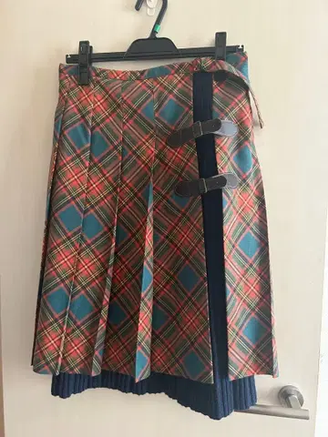 Jean Paul Gaultier 체크 무늬 플리츠 스커트 40