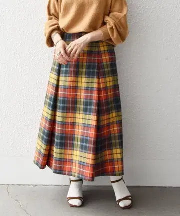 SHIPS any INTESPRA 체크 턱 스커트