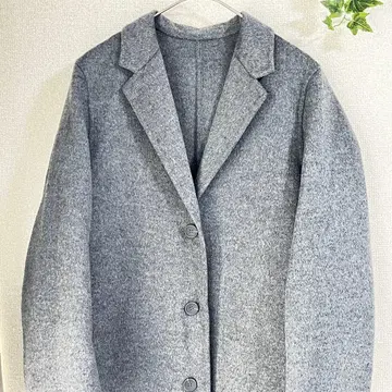 새상품급! UNIQLO 그레이 더블 페이스 체스터 롱 코트 울 혼방 M