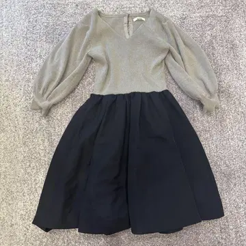 snidel 니트 원피스 도킹 원피스 그레이 블랙