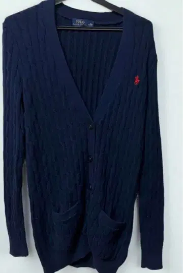 Polo 네이비 케이블 니트 가디건 M