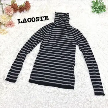 s.1729 [라코스테] 긴팔 니트 터틀넥 보더 로고 자수 M