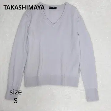 [ TAKASHIMAYA ] V넥 니트 스웨터 캐시미어 100%