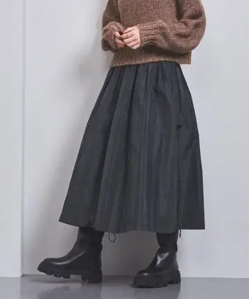 유나이티드 애로우즈 UNITED ARROWS 체크 타프타 플레어 스커트