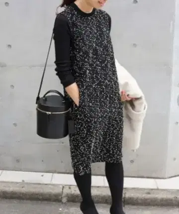 IENA 이에나 라메 모자 꽁지 트위드 원피스