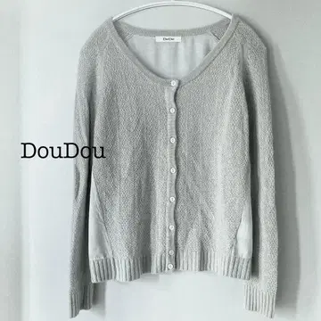 새상품급 DouDou 캐시미어 혼방 니트 가디건 긴팔 이소재 스카이블루