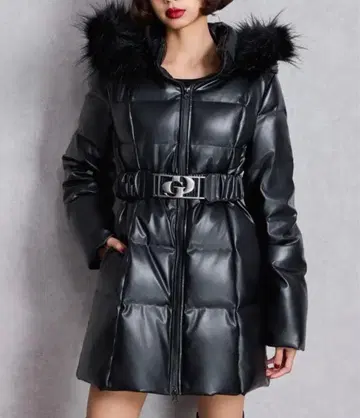 GYDA 후드 부착 다운 자켓 블랙