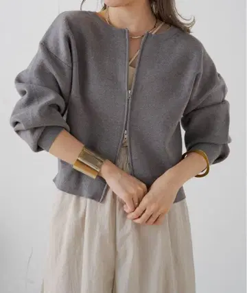 omekashi 맨투맨 라이크 지퍼 가디건 그레이