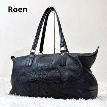 [ 레어 ] Roen 로엔 토트백 가죽 주름 가죽 블랙 해골