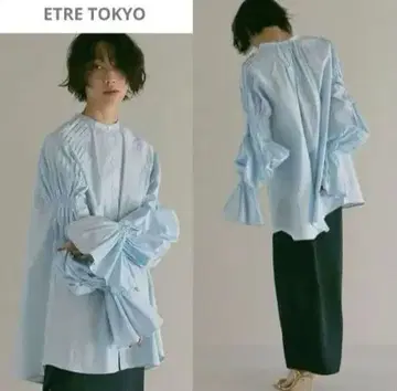 ETRE TOKYO 캔디 슬리브 턱 셔츠 블라우스