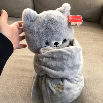 새상품 그레이 고양이형 봉제 인형 담요 포함