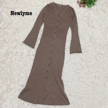 s.378 [뉴리미] 리브 니트 롱 원피스 타이트 브라운 M