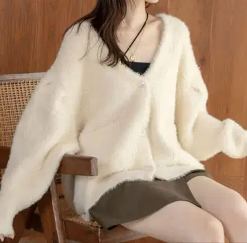 Hinari 샤기 니트 가디건