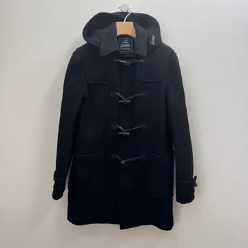 빈티지 55 블랙 후드 부착 더플 코트