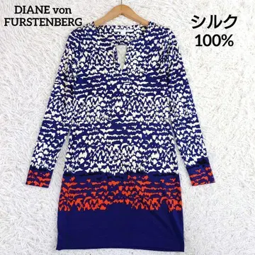 실크 100% 다이앤 폰 파스텐버그 튜닉 스트레치 올 패턴 M