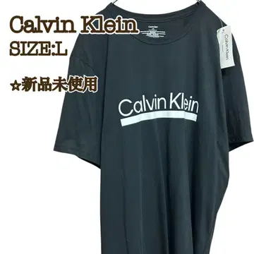 [ 새상품 ] 캘빈클라인 T셔츠 L 블랙 센터 로고 언더라인