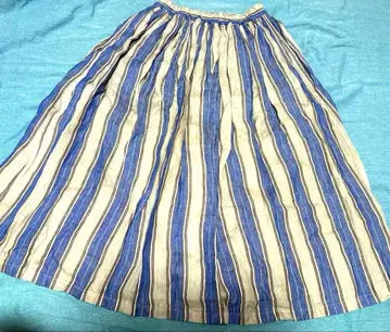 이치 앤티크스 린넨 블루 스트라이프 스커트