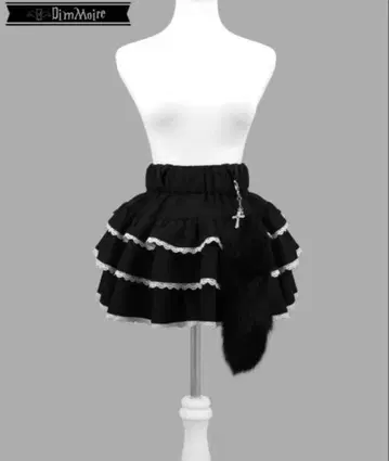 DimMoire 참 포함 프릴 미니 스커트 Black