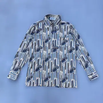 레트로 긴팔 올 패턴 기하학 패턴 피케 셔츠 구제 의류