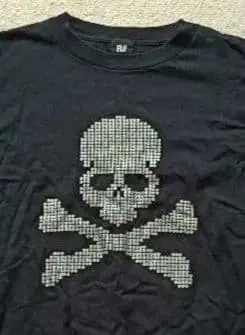 스컬 프린트 긴팔 티셔츠 기무라 타쿠야