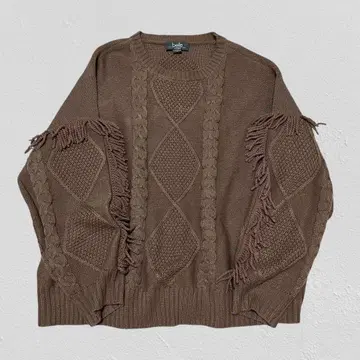 belle by belldini 프린지 슬리브 케이블 니트 2XL
