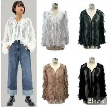 즉시 완판 아얀 양류 쉬폰 프릴 블라우스