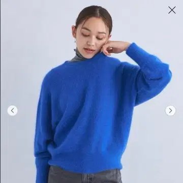 그린 레이블 릴랙싱 헤어리 니트 풀오버 블루