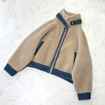 [ 새상품급 ] 밀라노카 무스탕 보아 데님 블루종 자켓