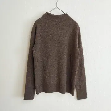MUJI 울 야크 혼방 하이넥 니트 M 브라운 무인양품