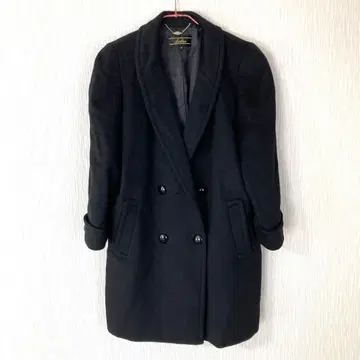 더블 브레스트 울 피코트 블랙