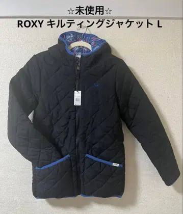 미사용 록시 퀼팅 충전솜 아우터 자켓 블랙 L 후드 부착