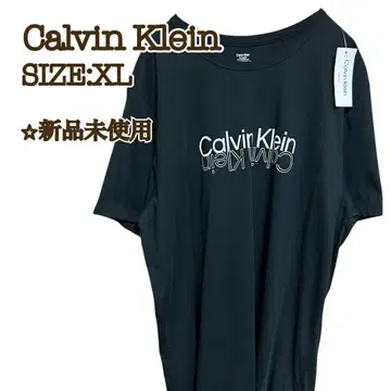 [ 새상품 ] 캘빈클라인 T셔츠 XL 블랙 미러 로고 센터 로고