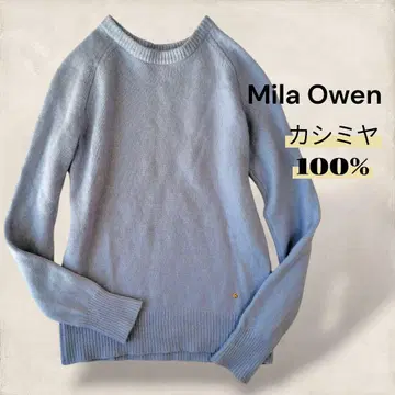 캐시미어 100% 미라 오웬 니트 스웨터 프리 라이트 블루