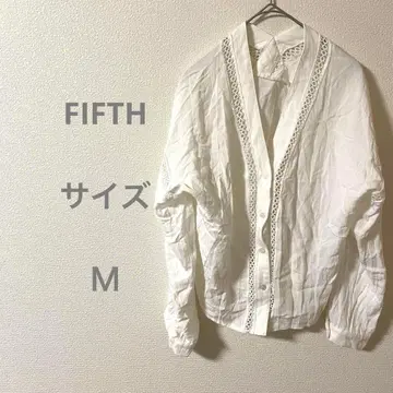 FIFTH 화이트 레이스 장식 긴팔 셔츠