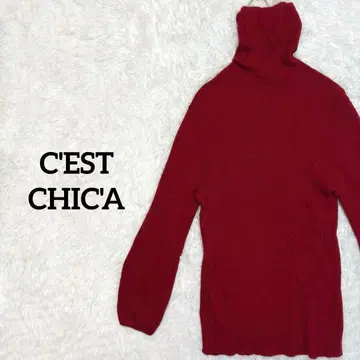 세시카/울 100% 얇은 소재 니트 볼륨 슬리브 M 와인 레드 스테디셀러