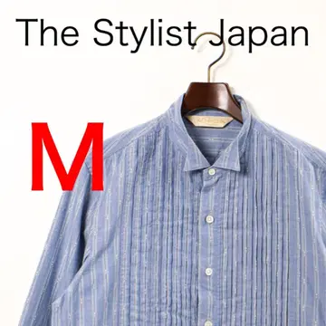 H3289 더스타일리스트재팬 긴팔 스트라이프 패턴 윙카라 셔츠
