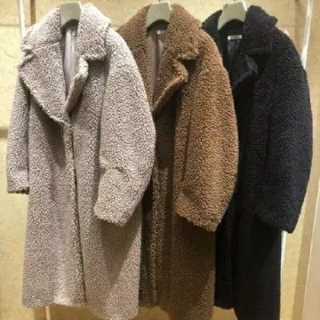 snidel 퍼라이크 보아 롱 코트 테디베어