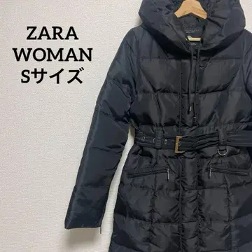 ZARA WOMAN 퀼팅 다운 후드 코트 벨트 사이즈 XS 블랙