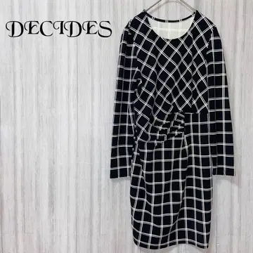 [ DECIDES ] 원피스 긴팔 미니 튜닉 체크 무늬 드레이프