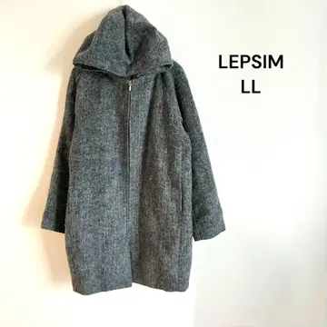 LEPSIM 후드 부착 샤기 코트 미들 기장 그레이 집업 LL