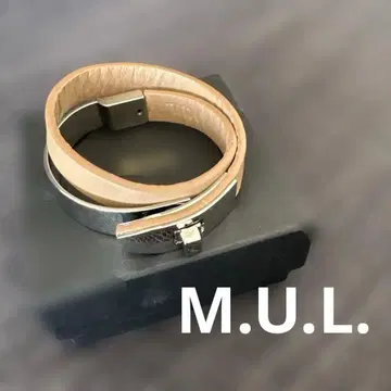 주말 할인 M.U.L.엠유엘 소가죽 2중 팔찌 베이지