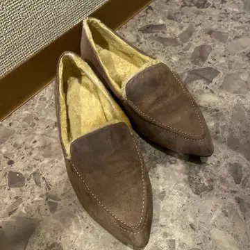 페이크 무스탕 펌프스 여성용 모카신 플랫슈즈 스틸레토