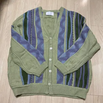 스트라이프 V넥 니트 가디건