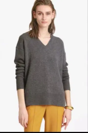 띠어리 럭스 캐시미어 100% V넥 니트 스웨터 그레이