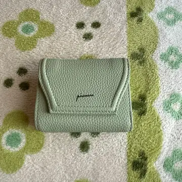 민트 그린 3단 폴더형 지갑 가죽