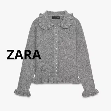 [ 새상품급 ] ZARA 자라 프릴 트리밍 니트 가디건