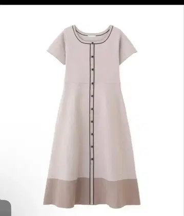 질스튜어트 베이지 반팔 니트 원피스 버튼 포함