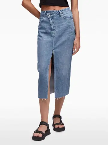 Calvin Klein 데님 슬릿 롱 스커트